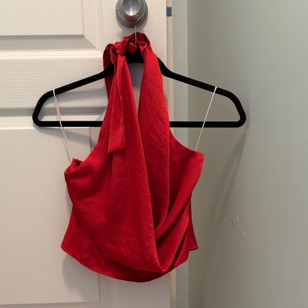 Wilfred red satin martini Halter Top